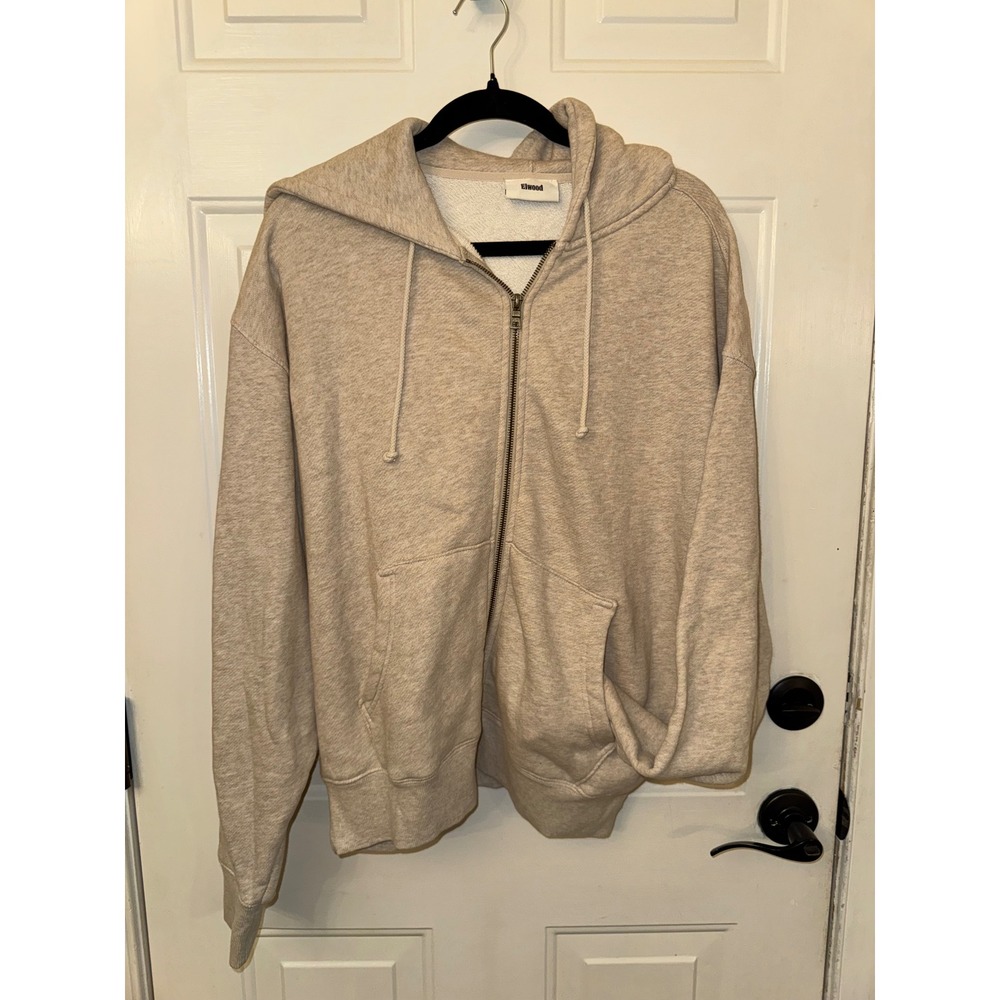 Elwood Core Full Zip Hoodie Oatmeal Heather Organic Cotton Oversized Medium
